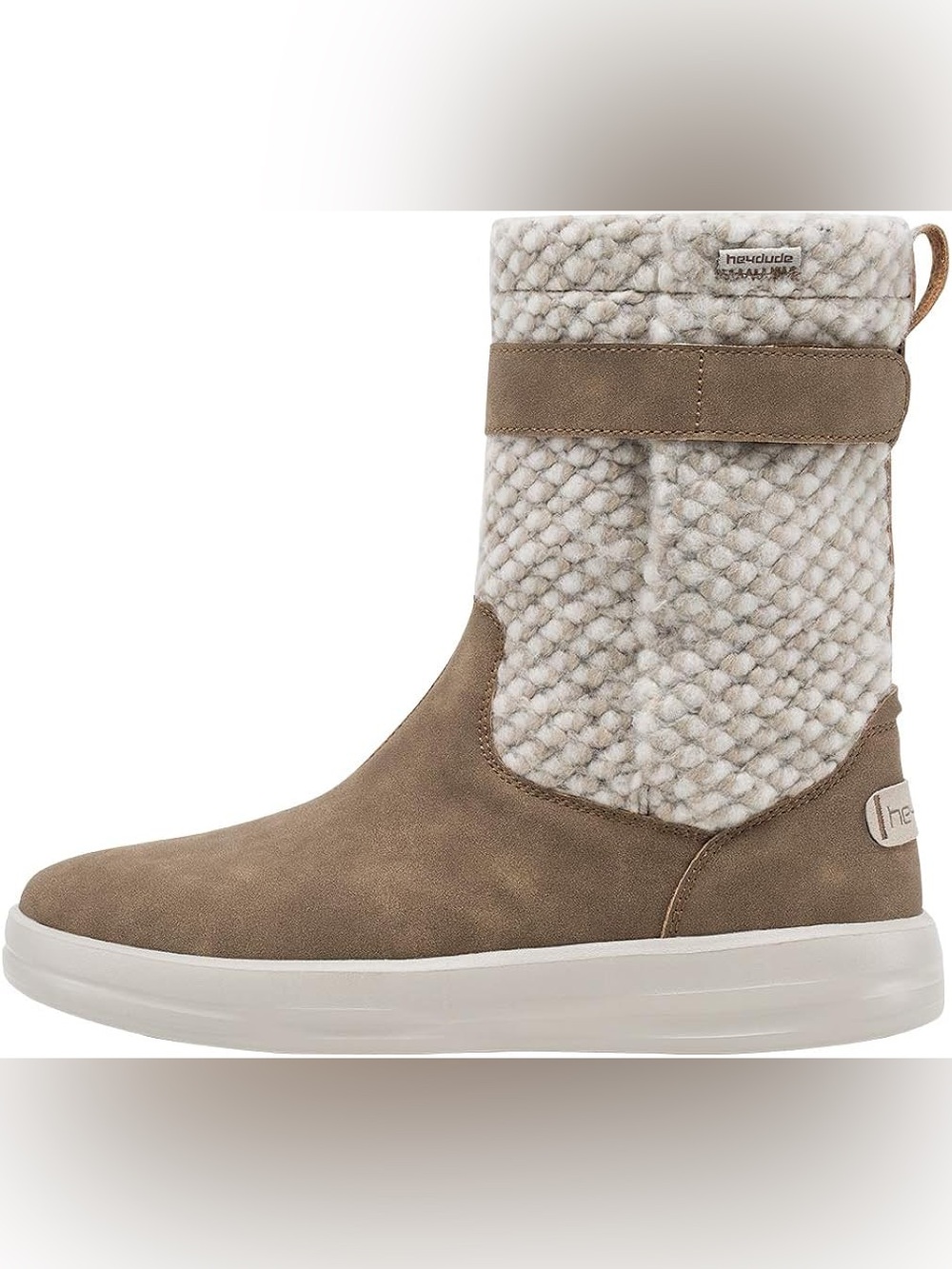 Hey Dude Taupe and Cream Knit Ankle Boots